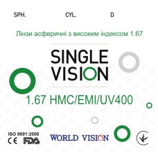 Линзы VISION 1.67 HMC/EMI — асферические для зрения (плюс/минус)